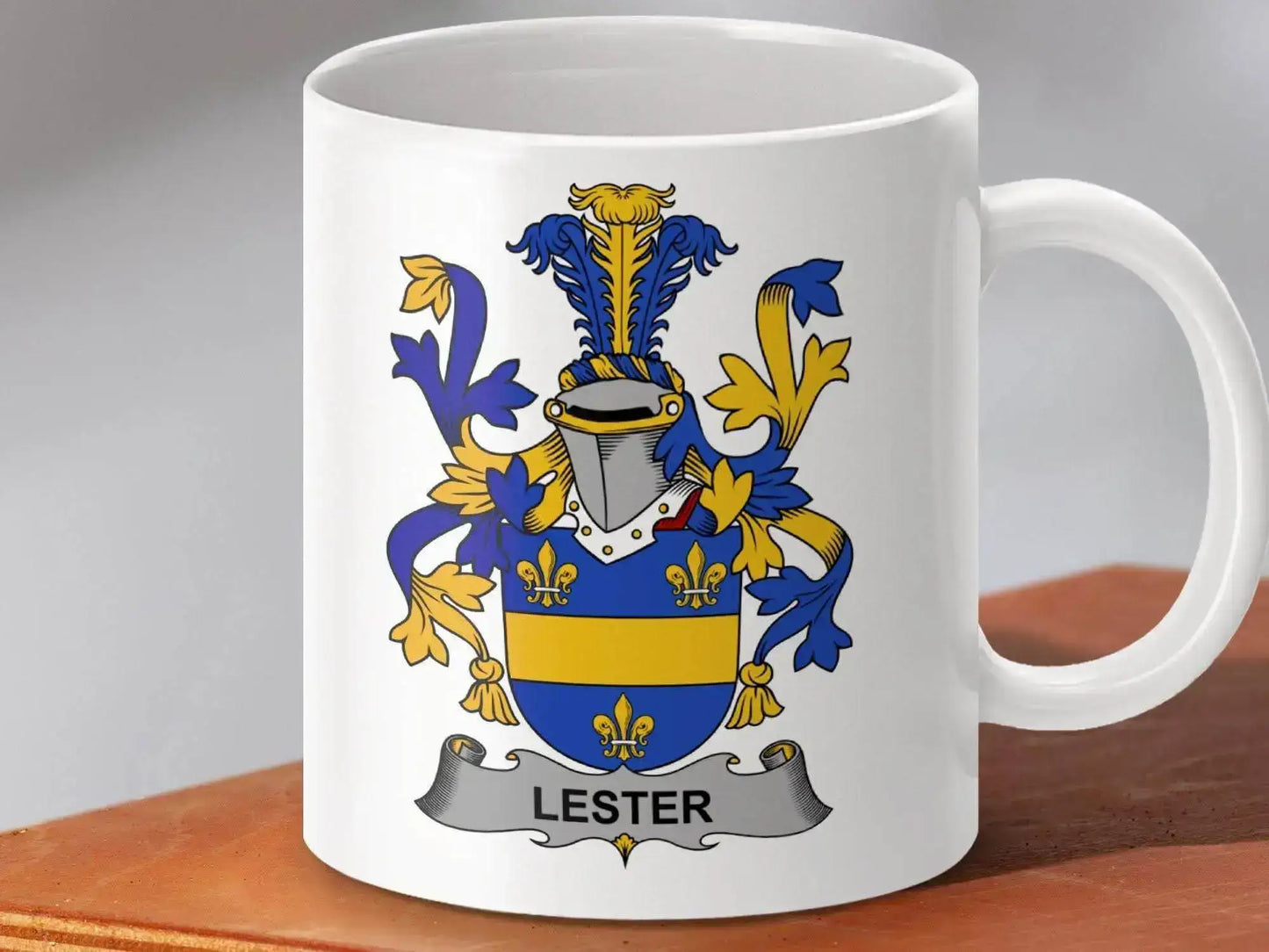 Lester Surname Irish Family Crest Mug - Celtic Ancestry Gifts
