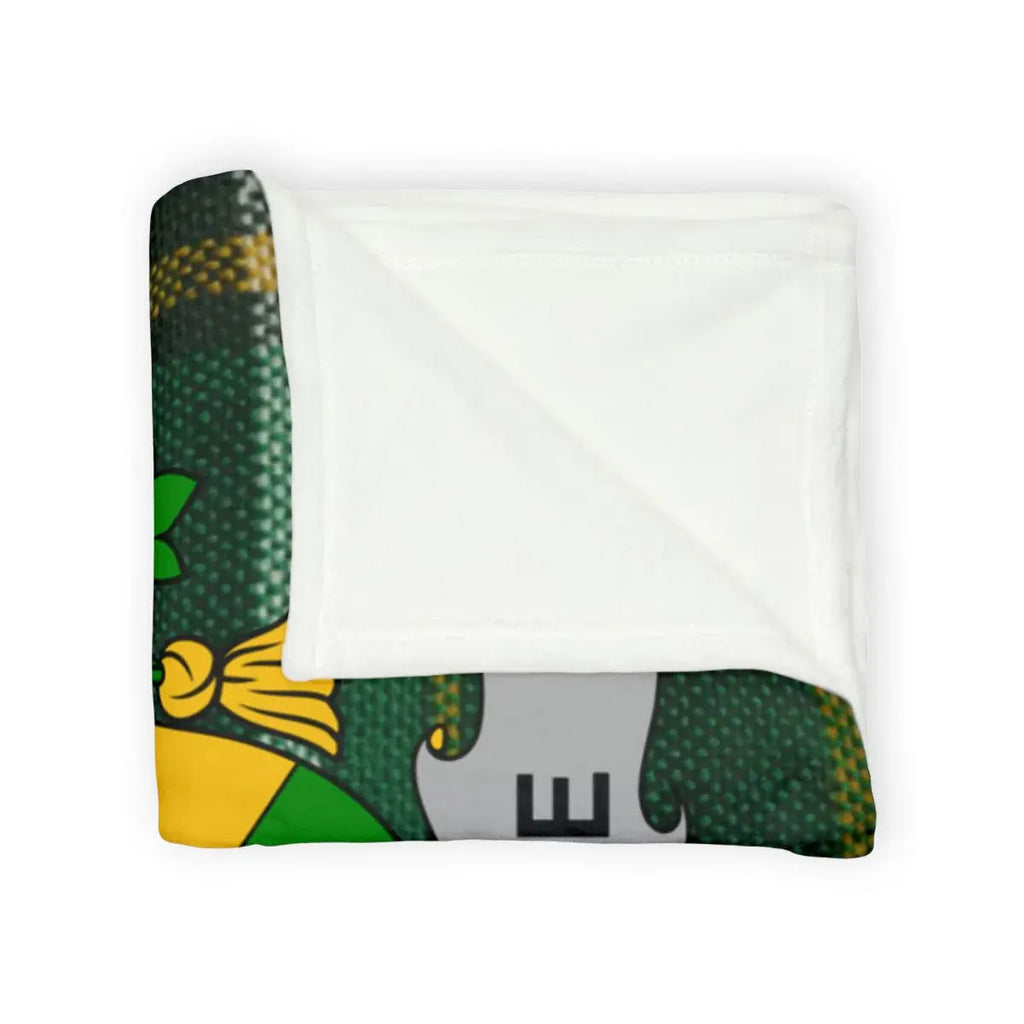Premium Cozy Green and Yellow Crest Design Blanket