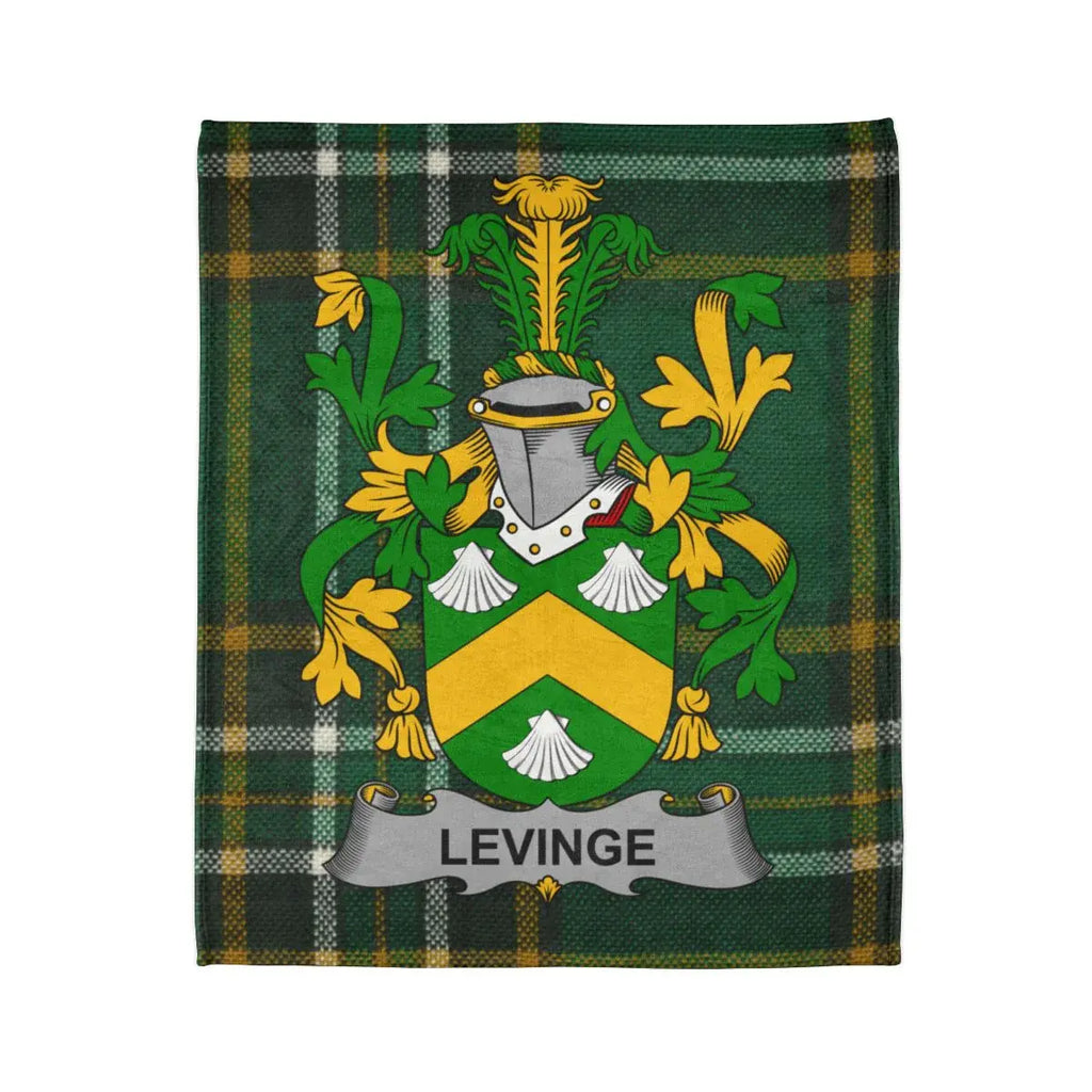 Green and Yellow Levinge Family Crest Blanket