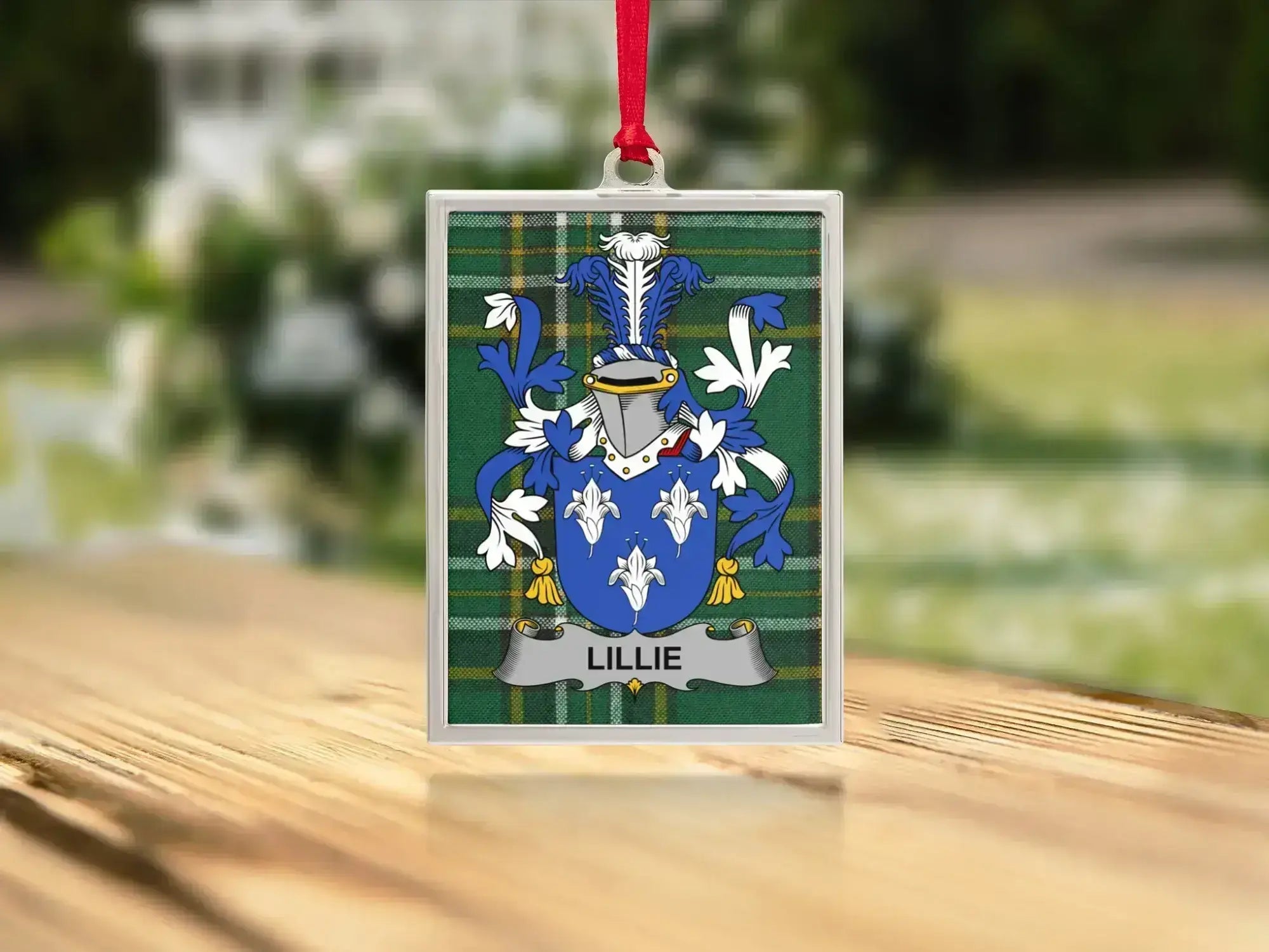 Lillie Family Crest Green Tartan Ornament product