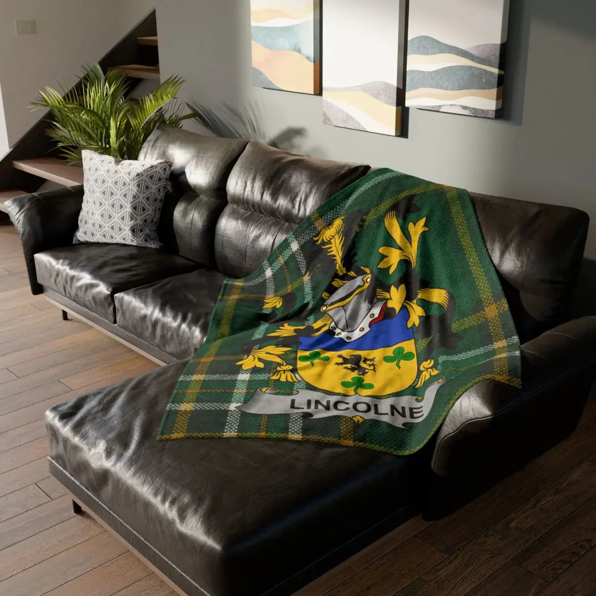 Lincoln Family Crest Design Blanket Perfect for Home Decor