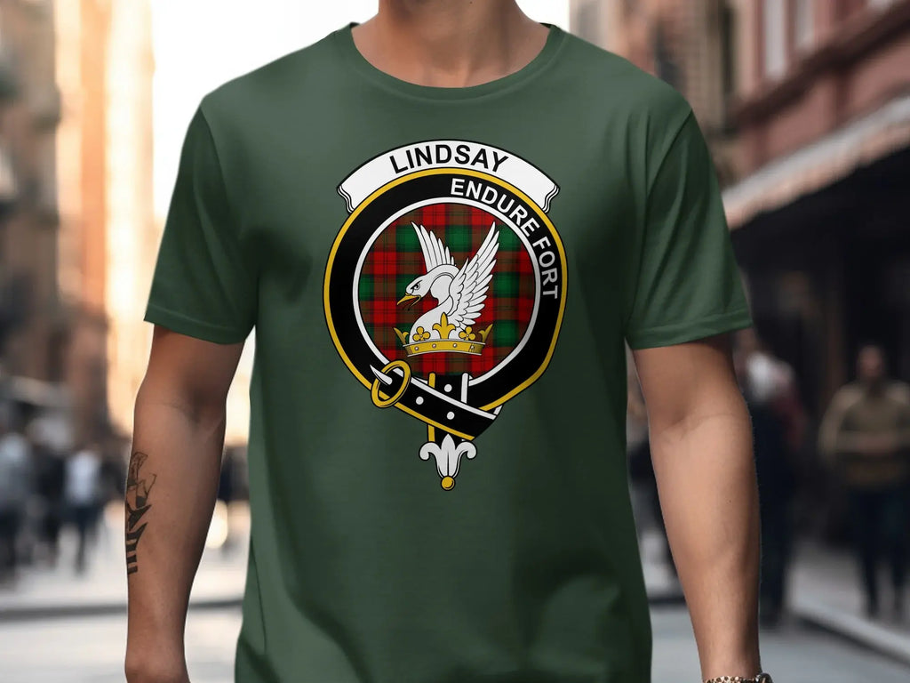Lindsay Endure Fort crest t-shirt — Endure Bravely heraldic design on cotton