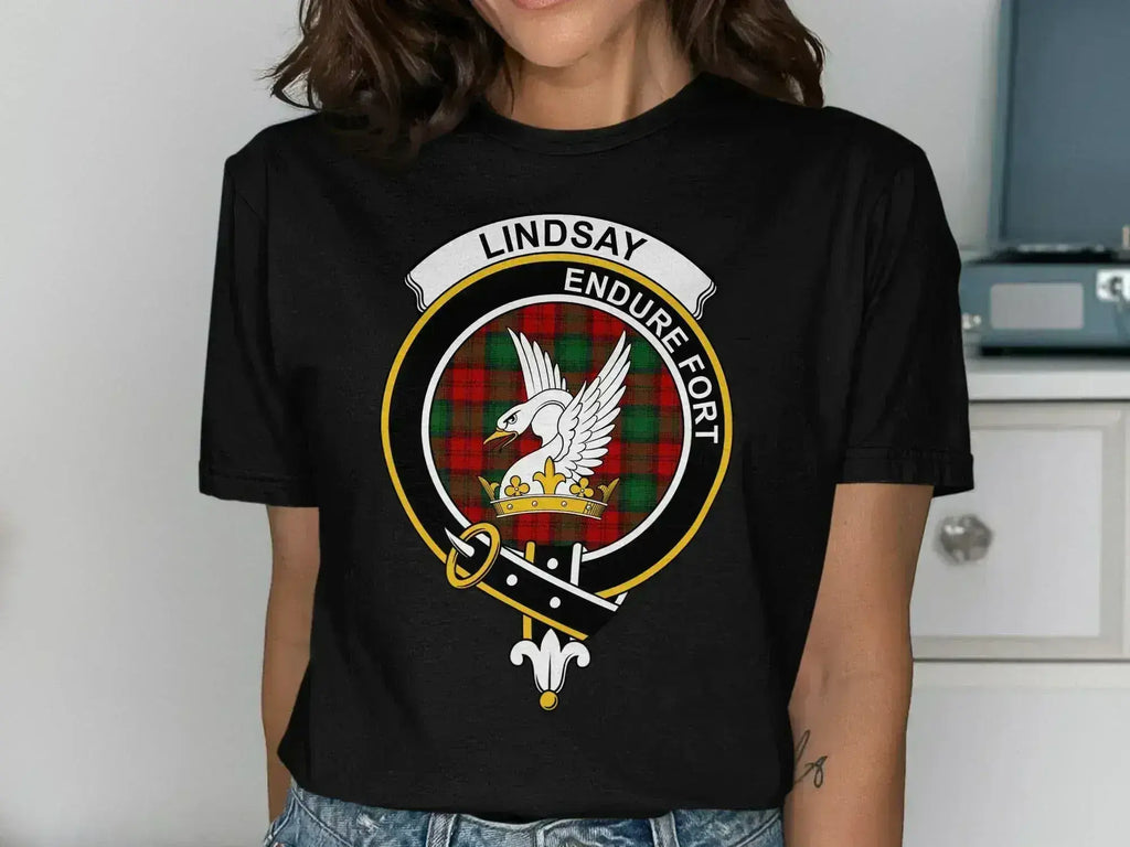 Lindsay Endure Fort crest graphic tee — eagle clan heraldic design on 100% cotton