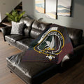 Lindsay clan crest tartan throw blanket — 50x60 polyester, Endure Fort eagle heraldic design