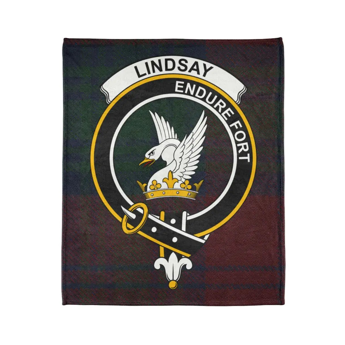 Lindsay clan crest tartan family blanket — Endure Bravely design on 50x60 polyester