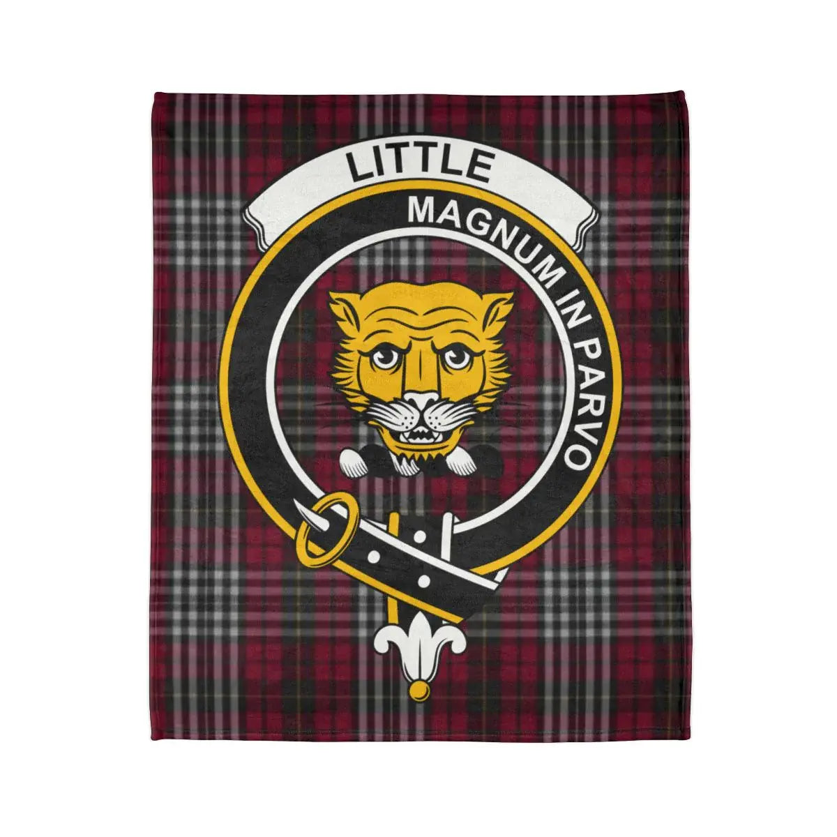 Stylish Red Black Plaid Blanket with Tiger Crest Design
