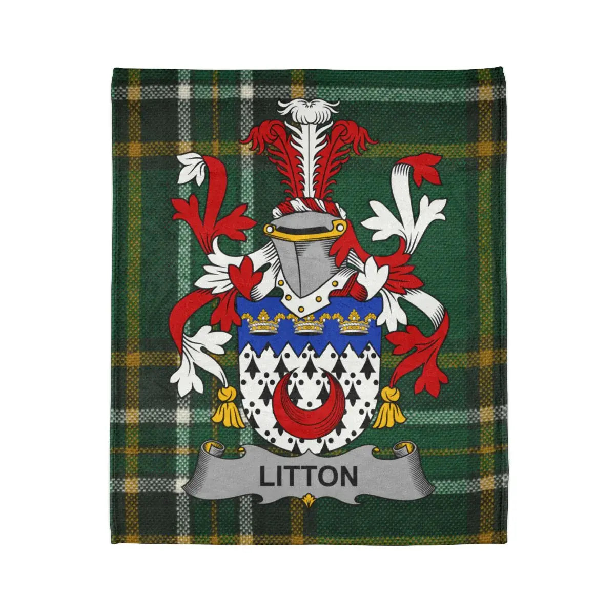Custom Litton Family Crest Plaid Design Blanket