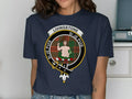 Livingstone Si Je Puis crest t-shirt — royal blue, front view showing printed clan crest