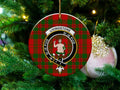 Clan Livingstone tartan crest ceramic ornament — 3 inch round, double-sided UV print with gold hanging string