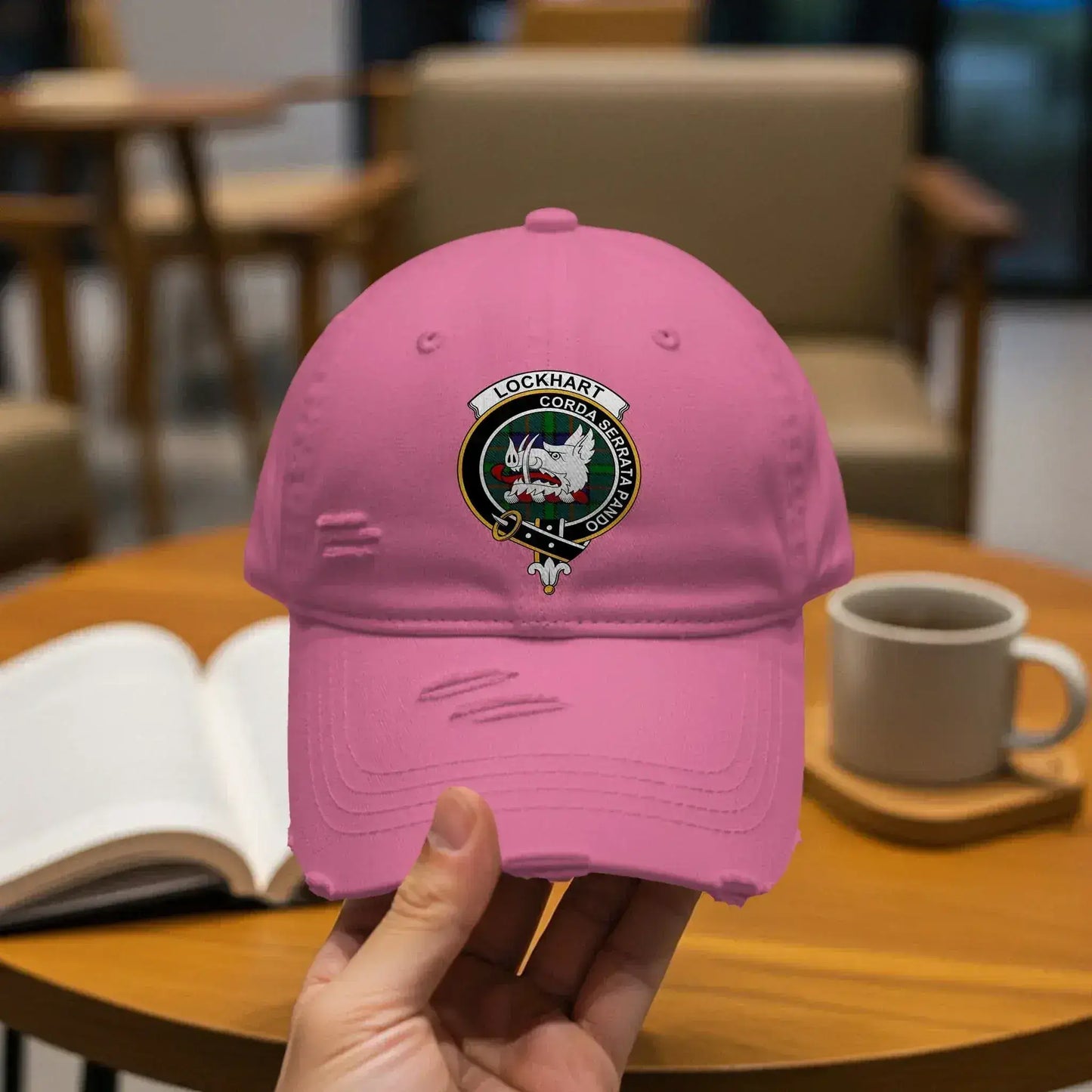 Stylish Pink Embroidered Distressed Baseball Cap product type