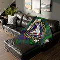 Clan Lockhart tartan throw blanket — 50x60 inch with Corda Serrata Pando crest, lightweight polyester