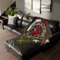 Logan clan crest tartan throw blanket — 50x60 polyester, Hoc Majorum Virtus heraldic design