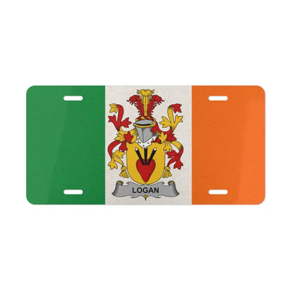 Logan Family Crest on Irish Flag Style License Plate product