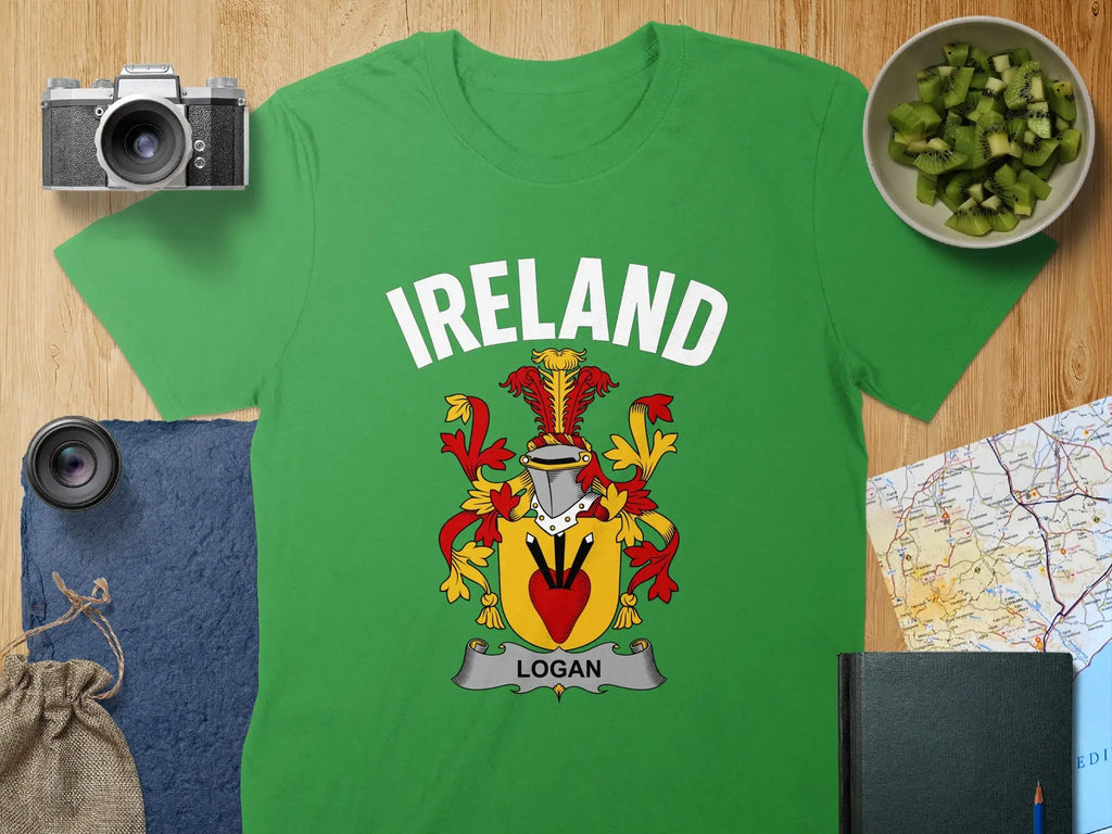 Ireland Logan Family Crest Design T-shirt