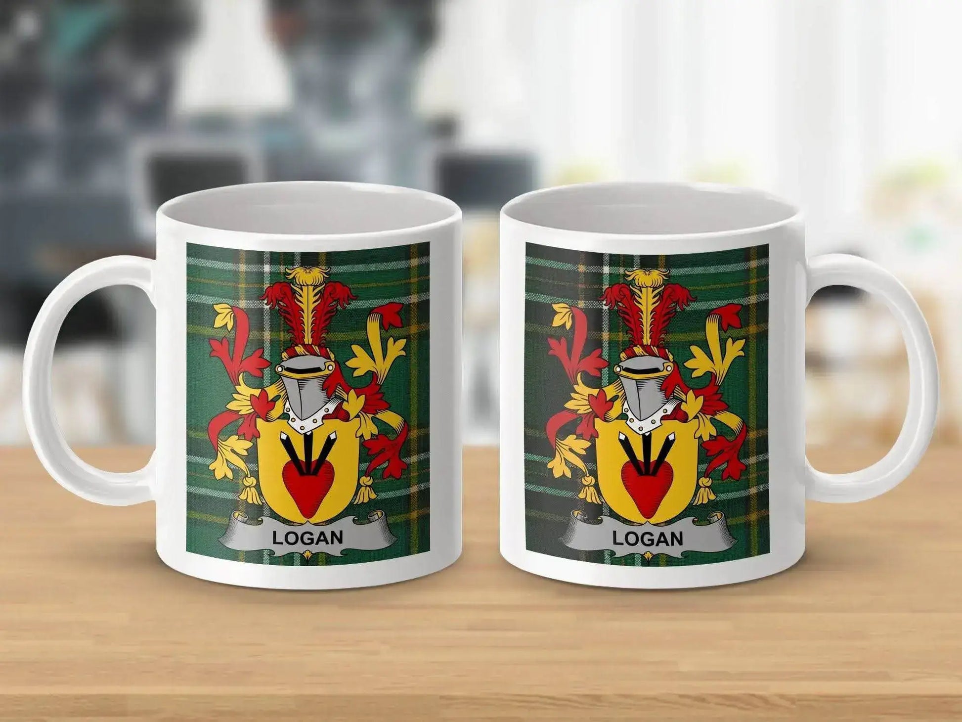 Logan Surname Family Crest Irish Tartan Mug - Celtic Ancestry Gifts