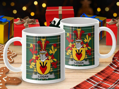 Logan Surname Family Crest Irish Tartan Mug - Celtic Ancestry Gifts