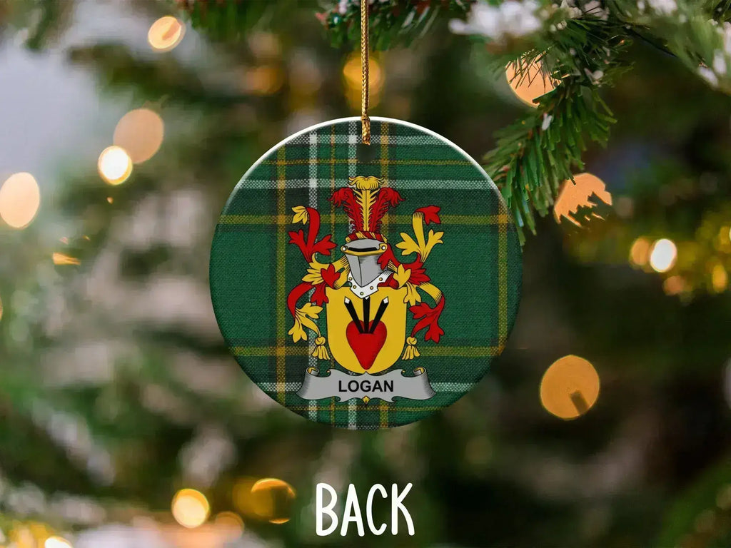 Custom Logan Family Crest Ornament Back product type