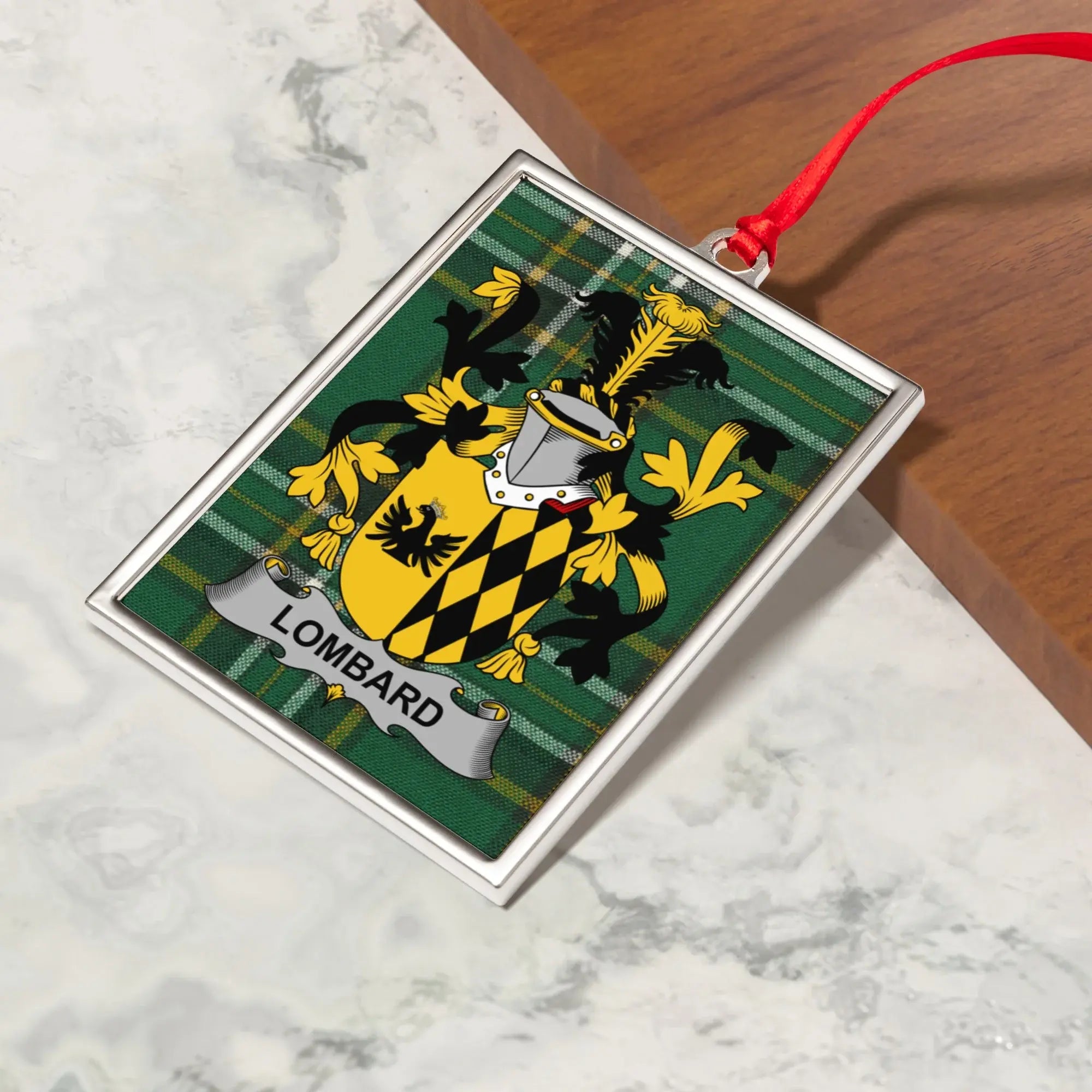 Lombard Family Crest Plaid Ornament Rectangular product type