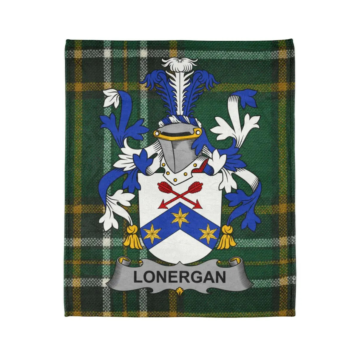 Lonergan Family Crest and Tartan Design Blanket
