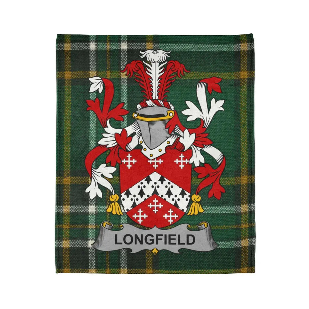 Longfield Family Crest Blanket with Tartan Pattern