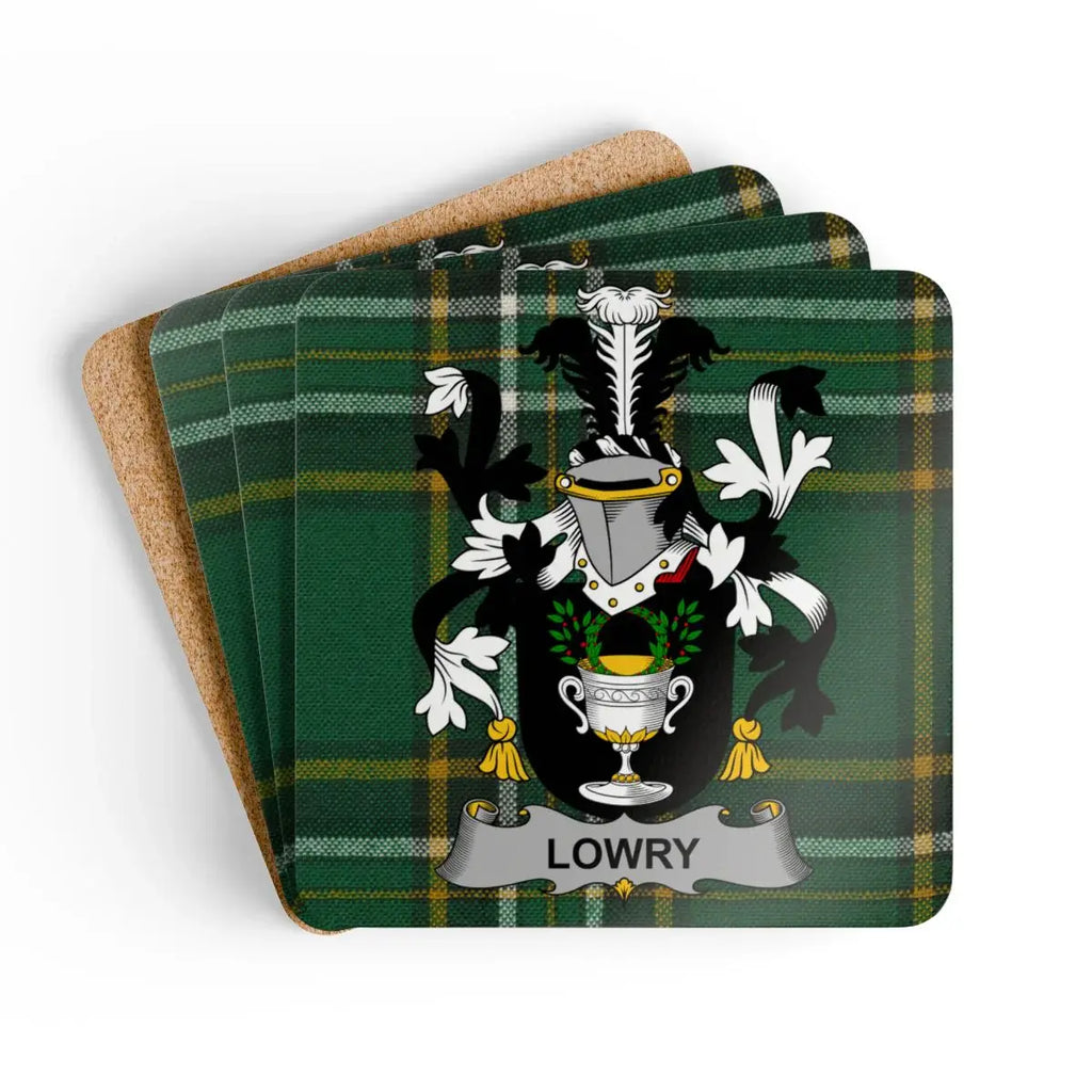 Lowry Family Crest Tartan Design Coaster Set product type
