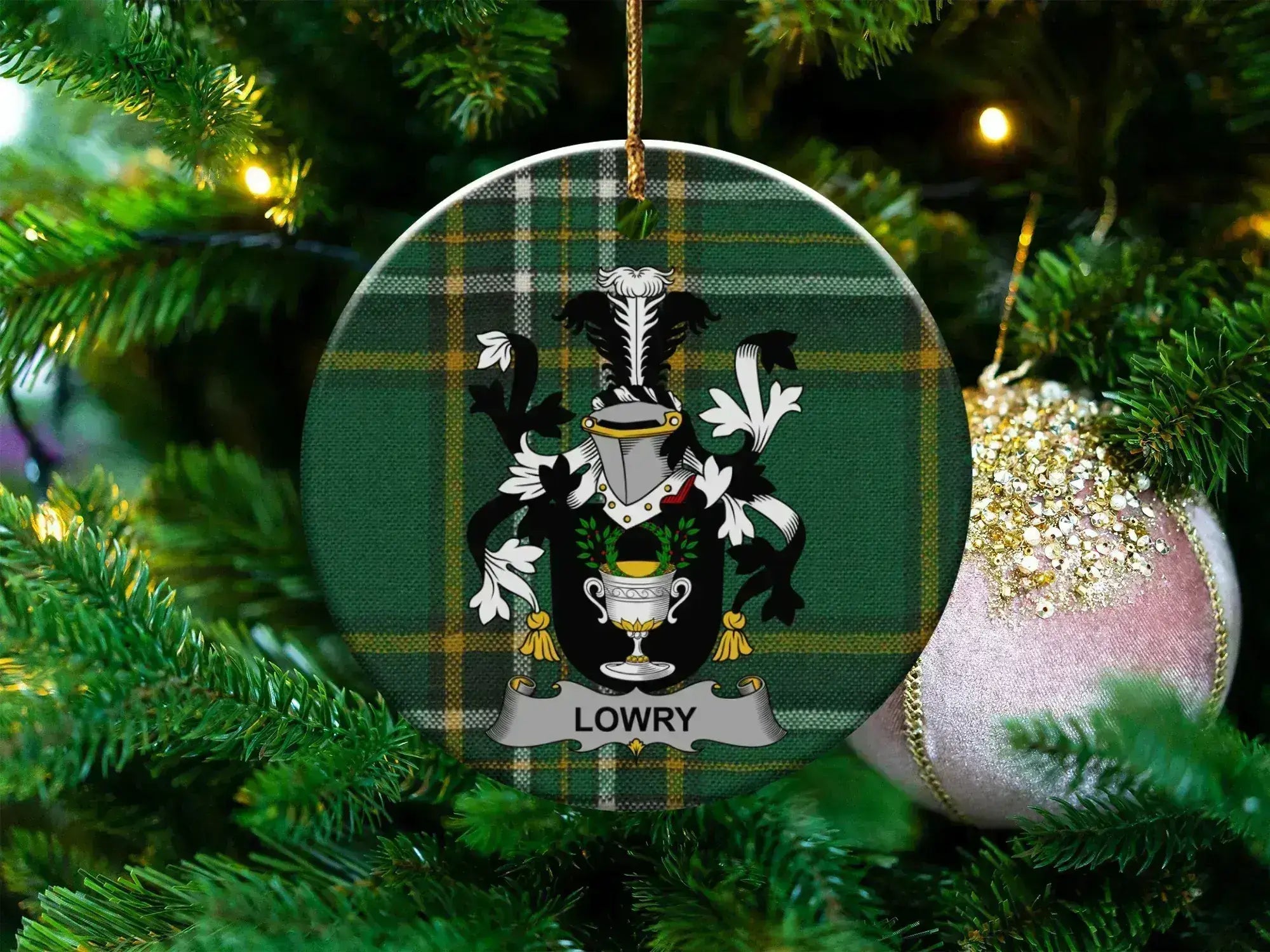 Personalized Family Crest Christmas Tree Ornament product type