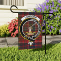 Clan Lumsden crest garden flag — full colour red tartan print, 24.5x32 inch larger display size