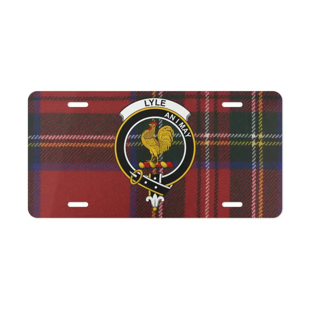 Lyle Clan Tartan Rooster Emblem License Plate product type