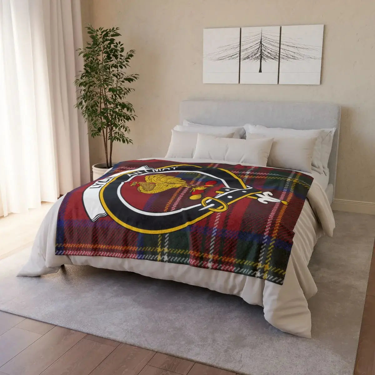 Cozy Design with Emblem Blanket for Bedroom Decor