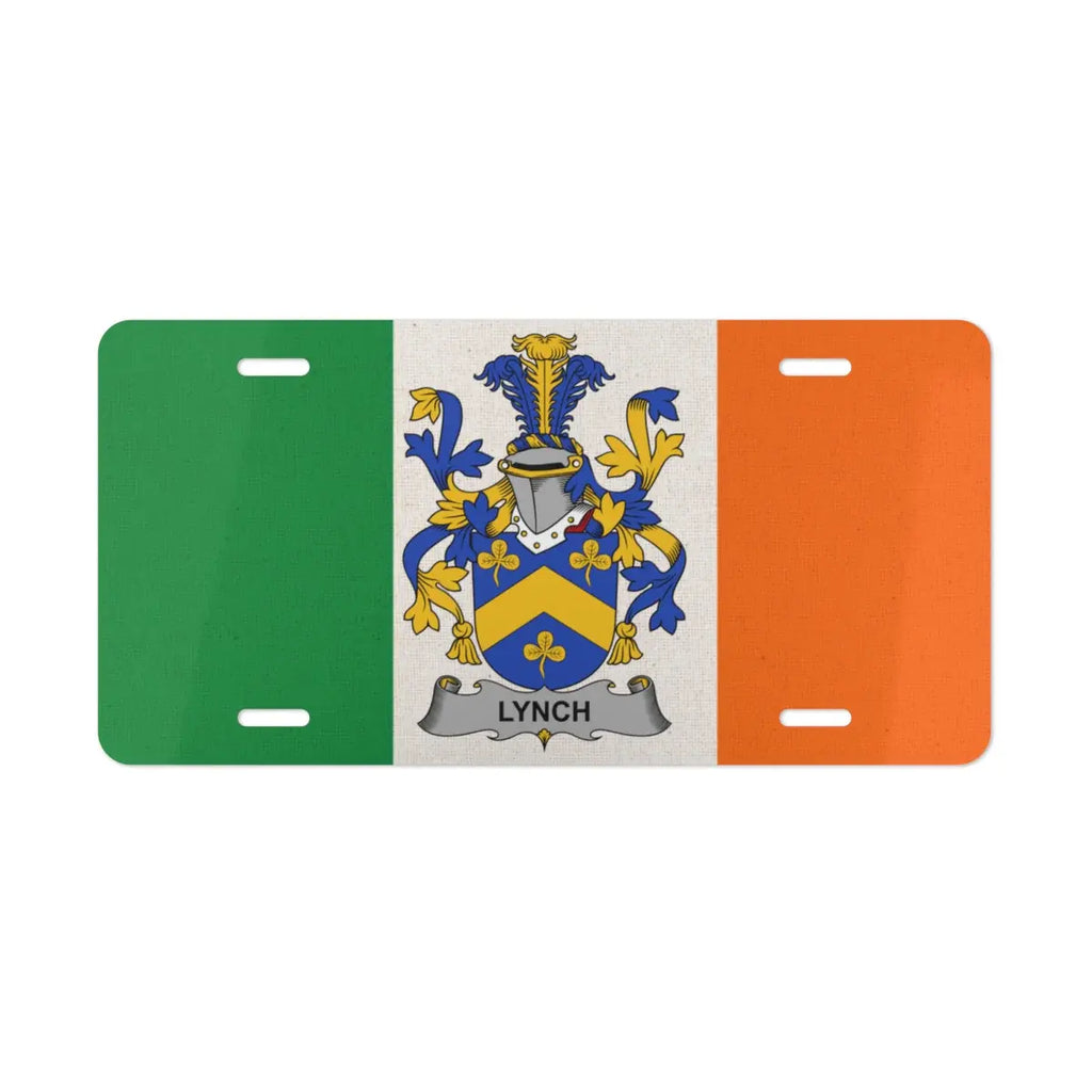 Irish Flag with Lynch Coat of Arms License Plate product type