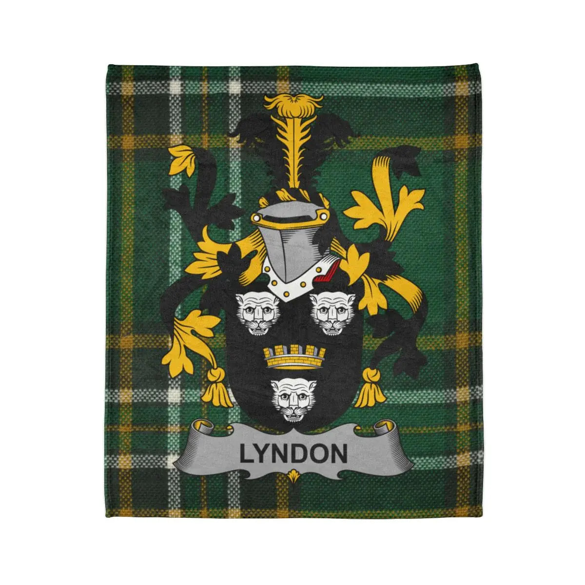 Lyndon Family Crest Tartan Background Blanket