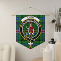 Clan Lyon tartan crest pennant — 18x21 inch polyester twill with In Te Domine Speravi, wooden dowel