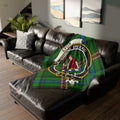 Clan Lyon tartan throw blanket — 50x60 inch with In Te Domine Speravi crest, lightweight polyester