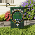 MacArthur clan tartan garden flag — clan crest on weather-resistant poly poplin-canvas