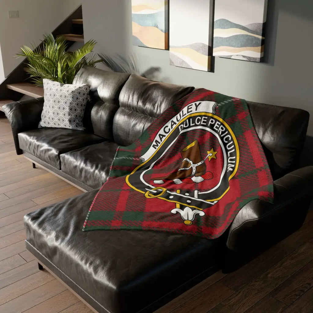 MacAuley Dulce Periculum Crest Tartan Blanket