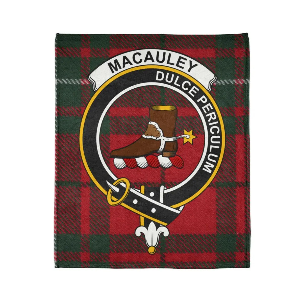 MacAuley Dulce Periculum Clan Crest Tartan Blanket