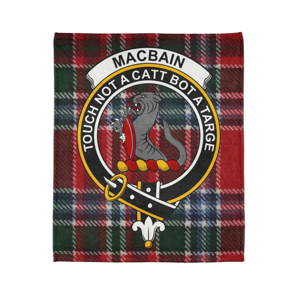 Clan MacBain Touch Not a Catt Bot a Targe throw — folded view showing tartan pattern