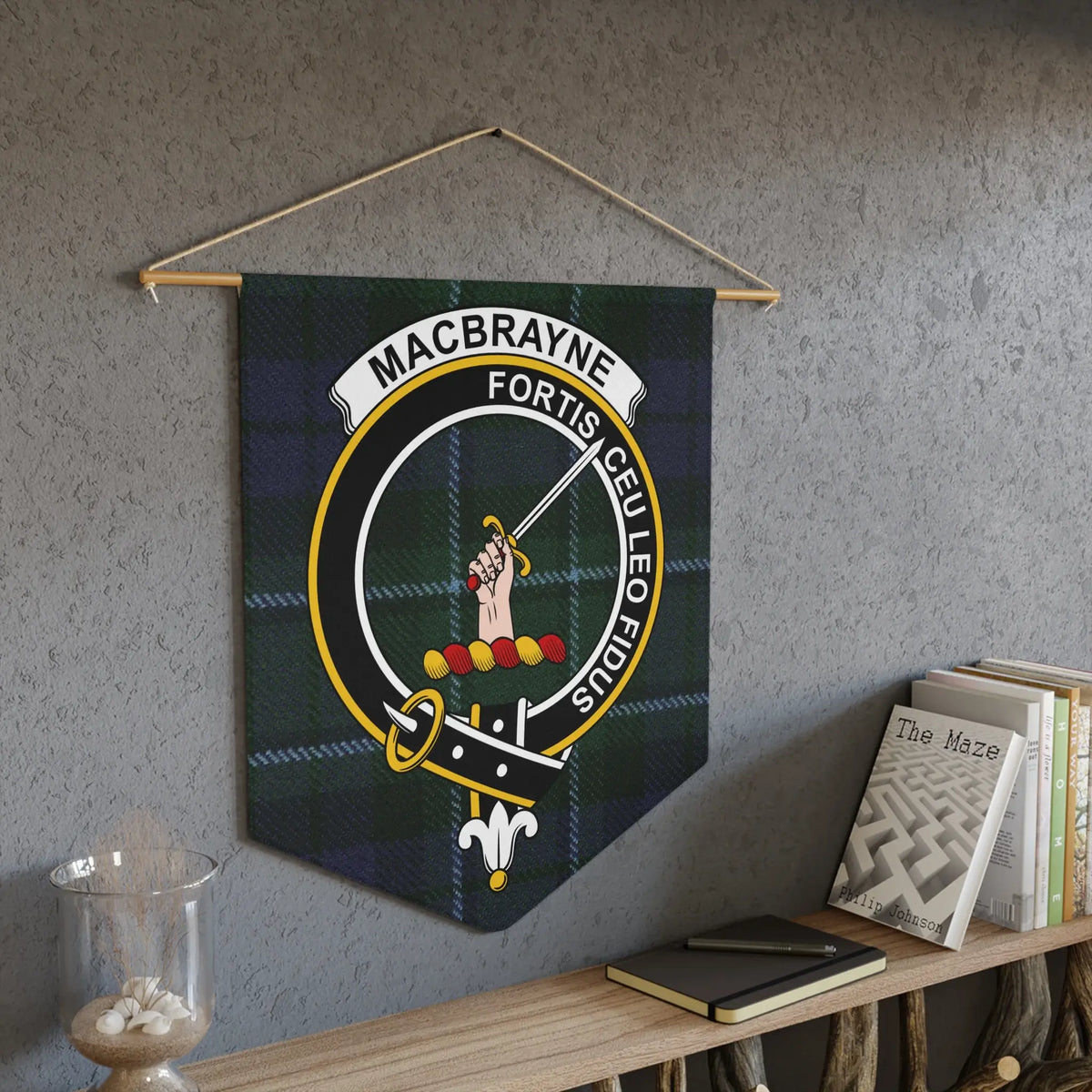 Scottish Clan MacBrayne Crest Tartan Wall Hanging