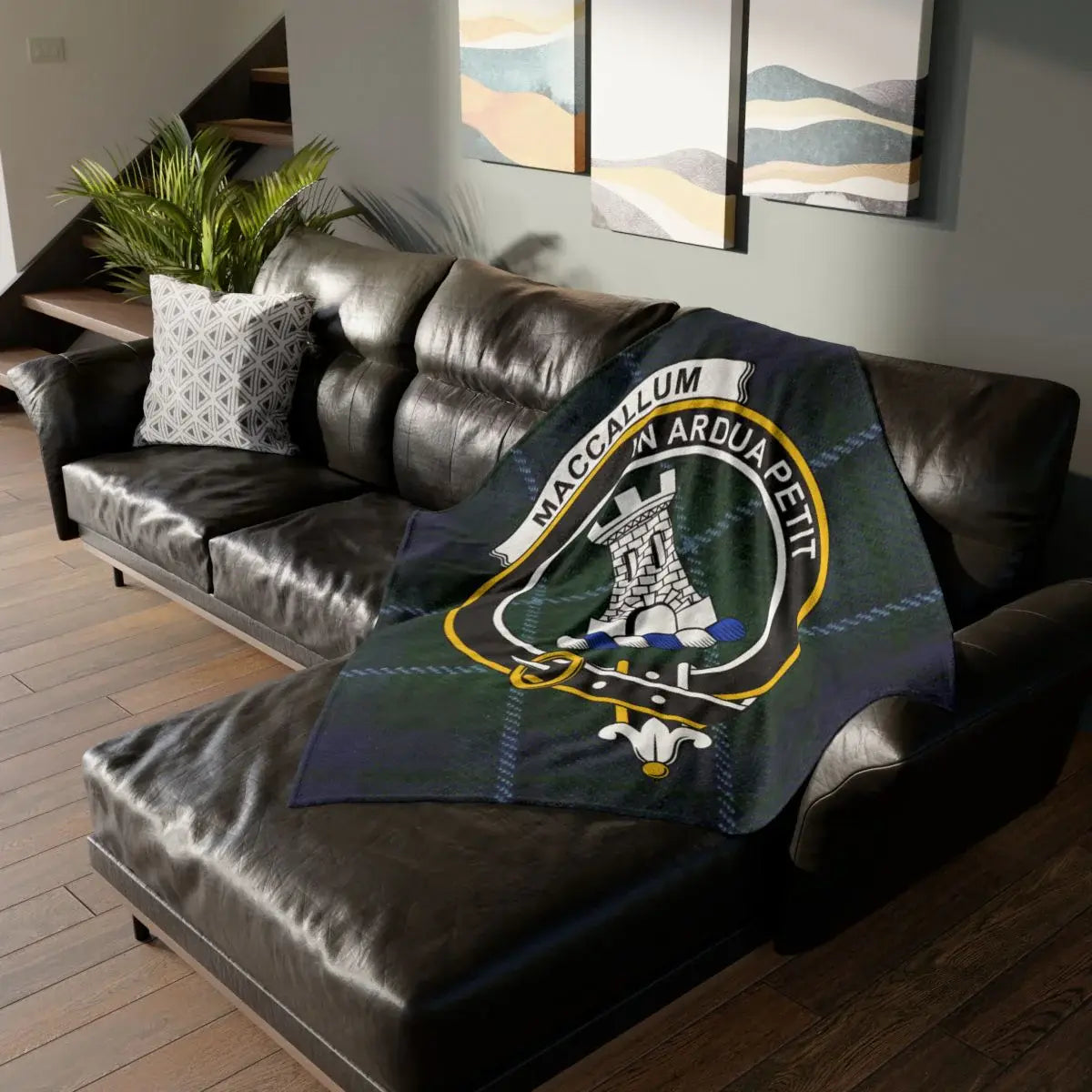 MacCallum clan crest tartan throw blanket — 50x60 inch lightweight printed polyester
