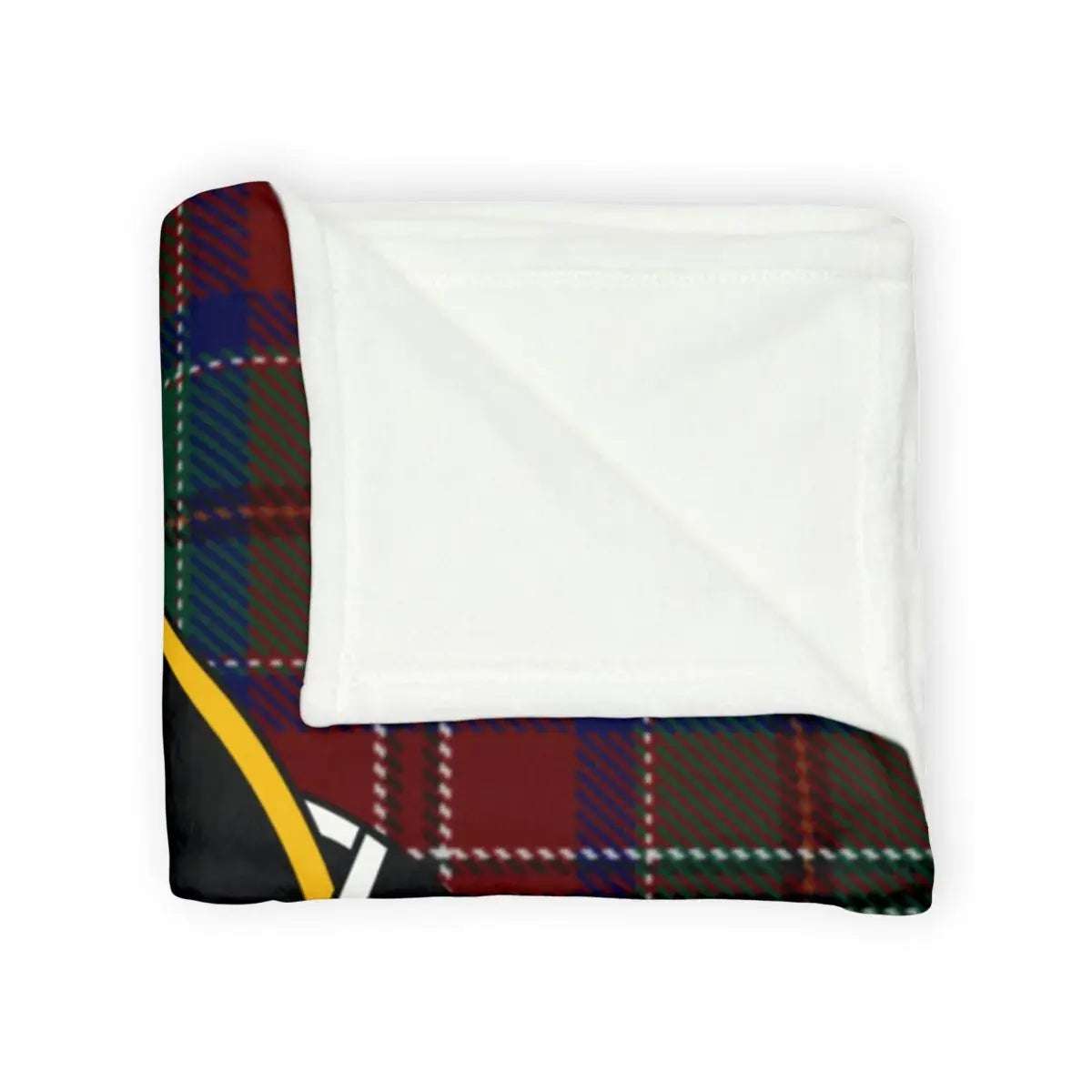 MacCulloch tartan throw showing clan crest print — soft polyester 50x60 printed blanket