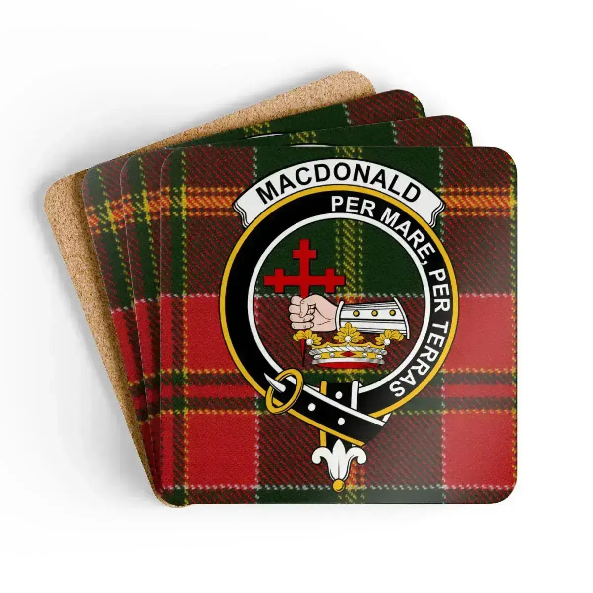 MacDonald Scottish clan crest tartan coaster example for custom coaster set