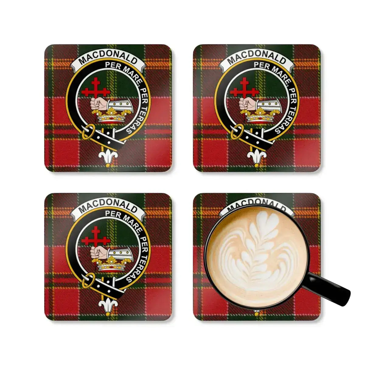 Macdonald Plaid Patterned Coasters Set Unique Drink Product