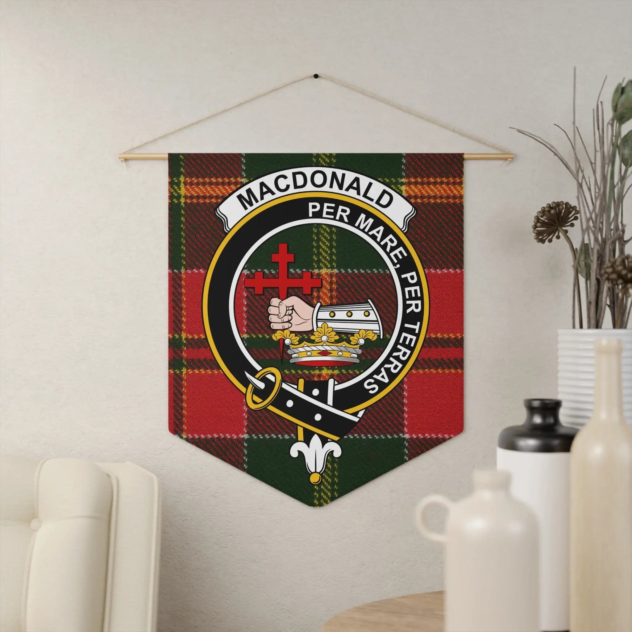 MacDonald Scottish clan crest tartan pennant example