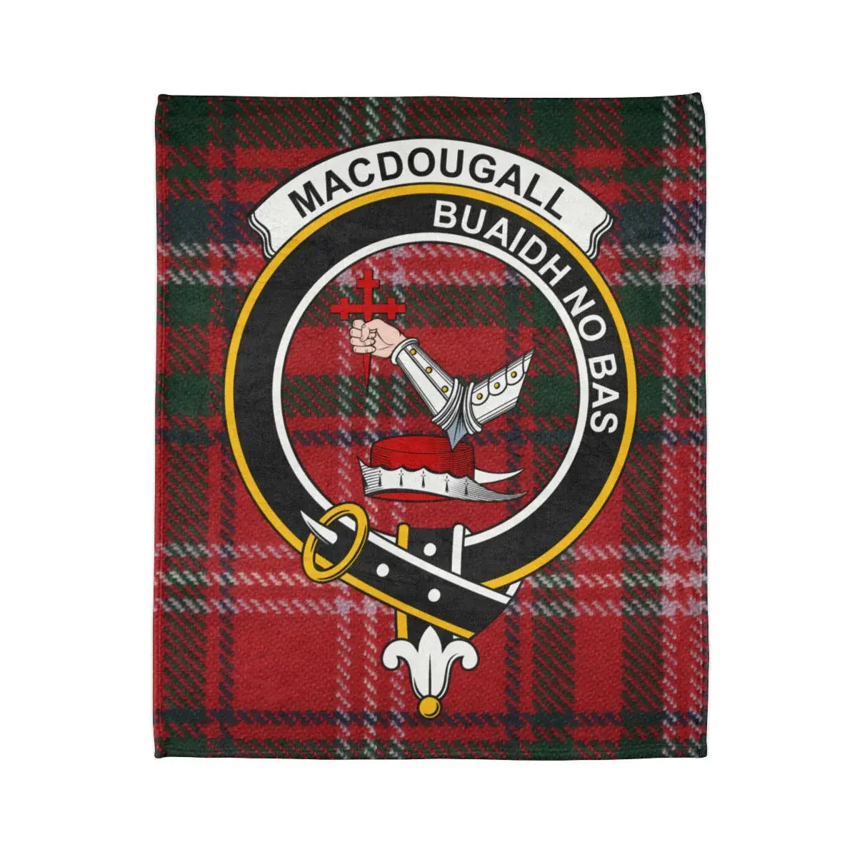 MacDougall clan tartan crest blanket unique decor — Victory or Death design on 50x60 polyester