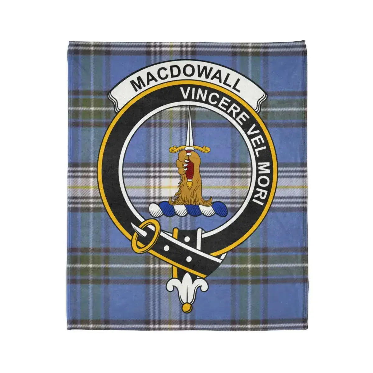 Macdowall Clan Crest on Tartan Background product
