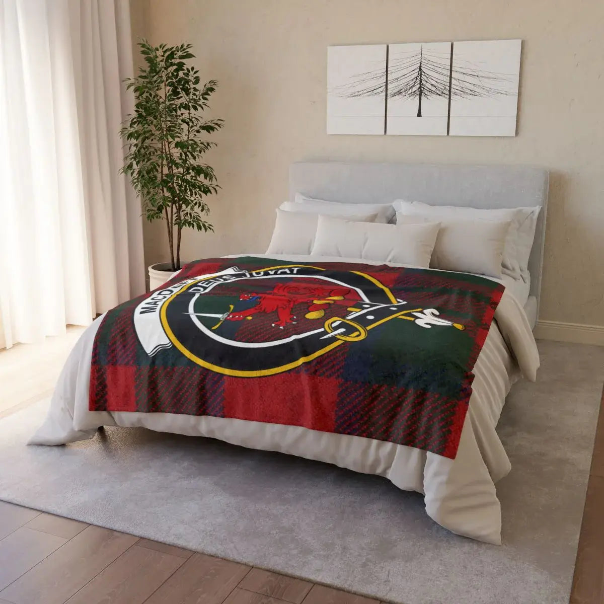 Warm Cozy Unique Design Plaid Patterned Bedspread