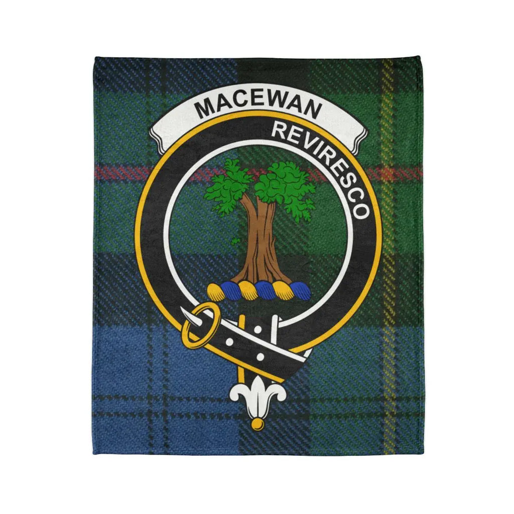 Traditional MacEwan Reviresco Clan Crest Tartan Blanket