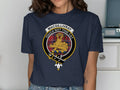 Clan MacGillivray crest printed on royal blue t-shirt — unisex cotton short sleeve