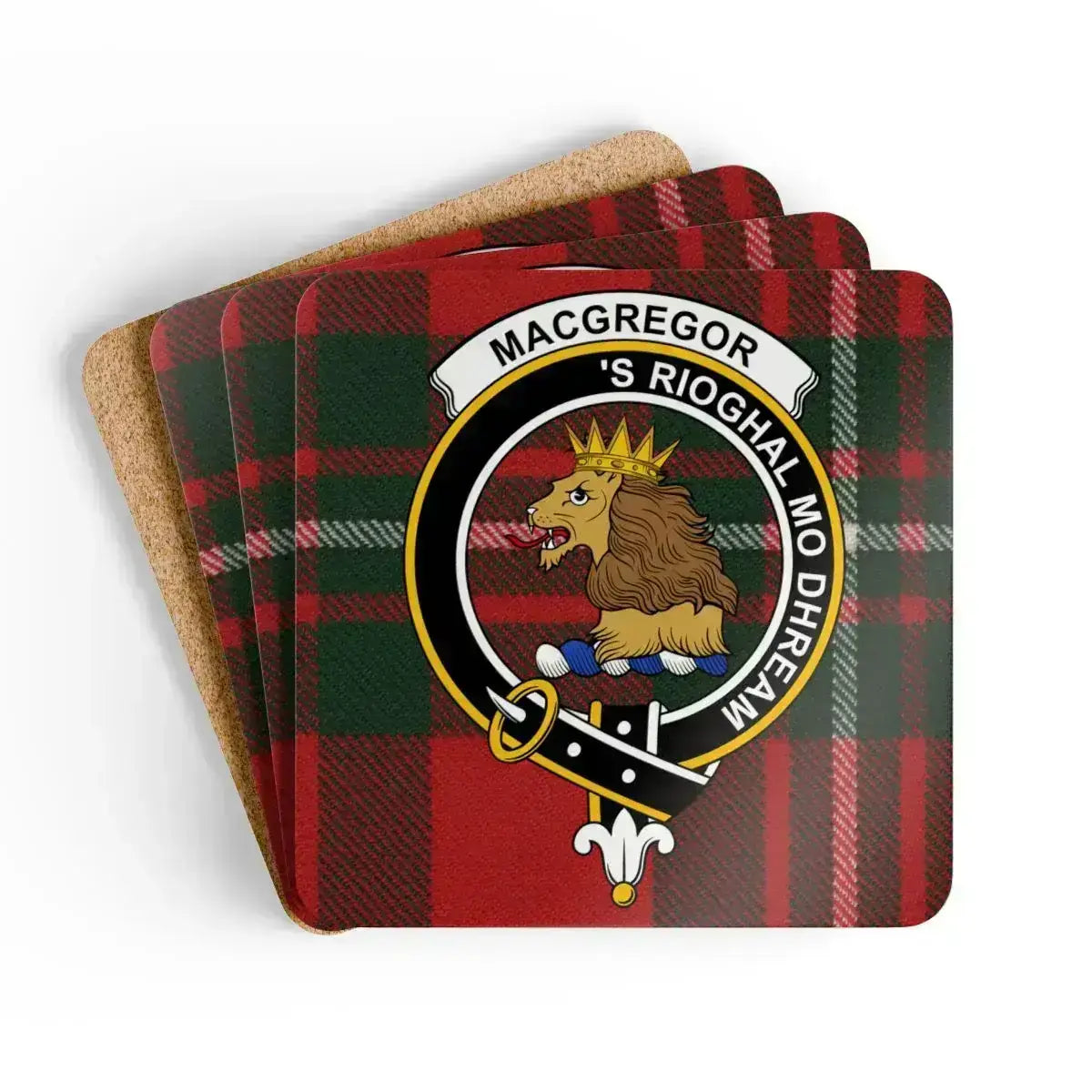 MacGregor Scottish clan crest tartan coaster example for custom coaster set