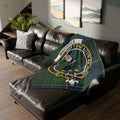 MacInnes clan crest tartan throw blanket — Ghìft Dhe Agus An Righ printed 50x60 polyester